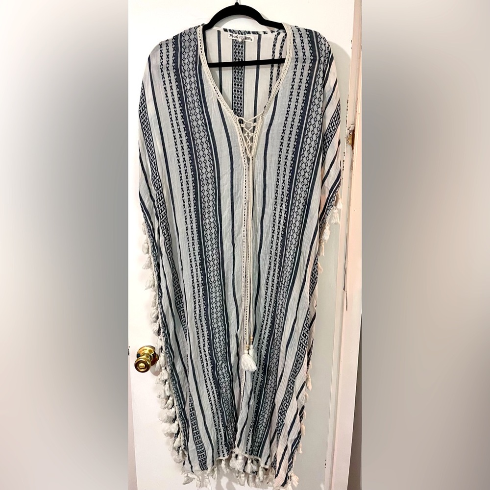 Long caftan navy/white